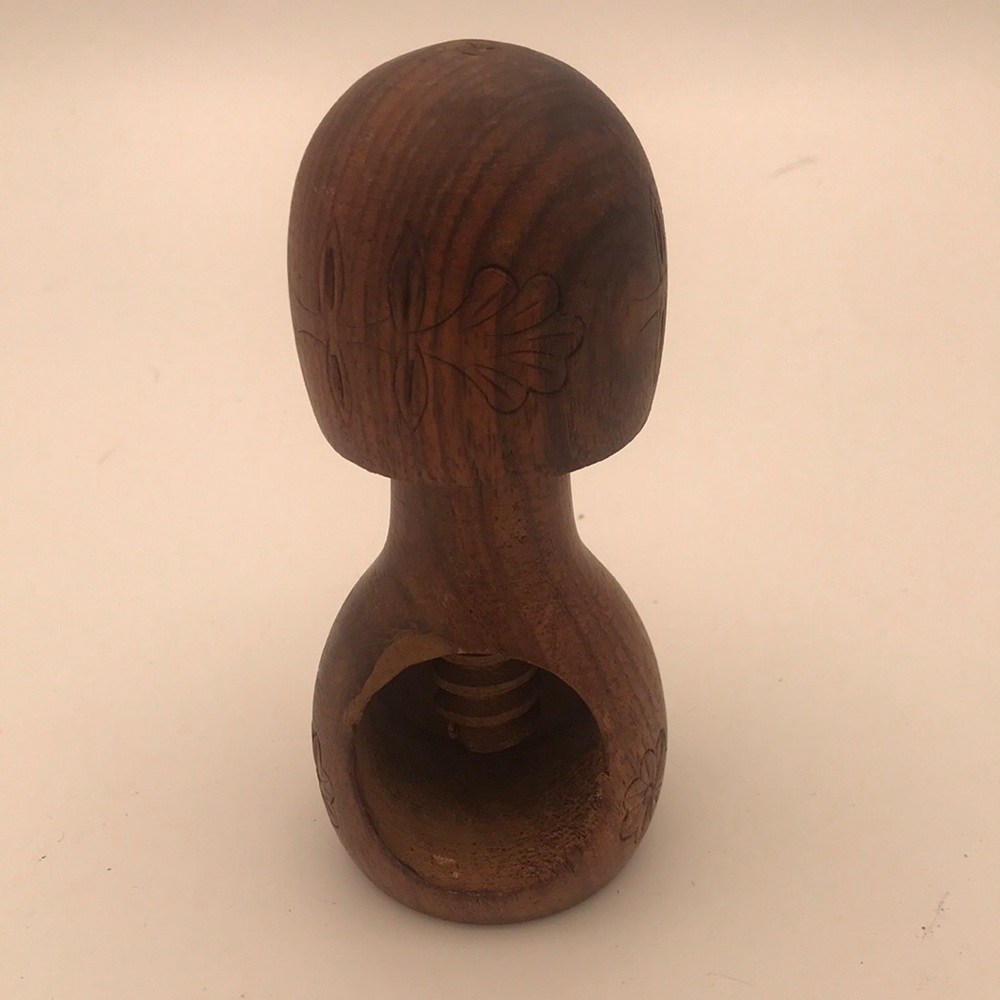 VTG Hand‎ Carved Mushroom Shape Nut Cracker from Italy